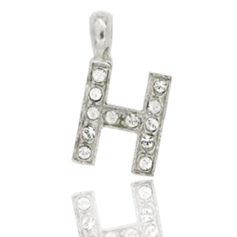 Ciondolo letterina dell'alfabeto mm 17 in argento 925 rodiato con strass -tutte le lettere-