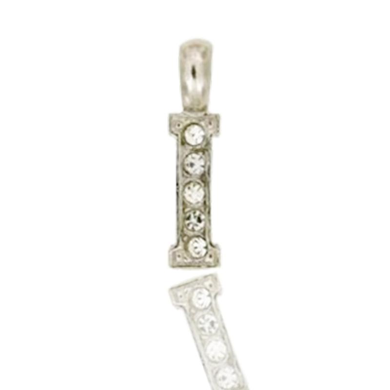 Ciondolo letterina dell'alfabeto mm 17 in argento 925 rodiato con strass -tutte le lettere-
