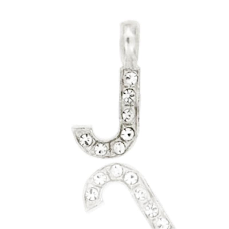 Ciondolo letterina dell'alfabeto mm 17 in argento 925 rodiato con strass -tutte le lettere-