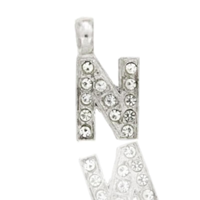 Ciondolo letterina dell'alfabeto mm 17 in argento 925 rodiato con strass -tutte le lettere-