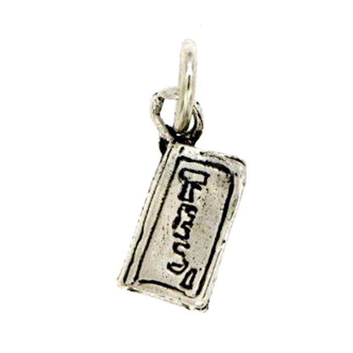 Ciondolo libro tesi di laurea in argento microfuso brunito 800 mm 19x8