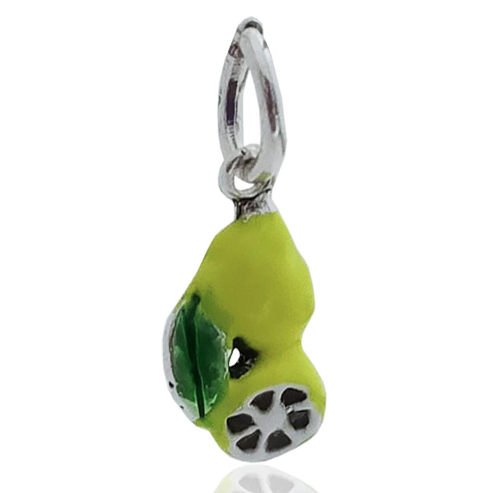 Ciondolo limone mm 20x10 in argento microfuso 800 smaltato a fuoco
