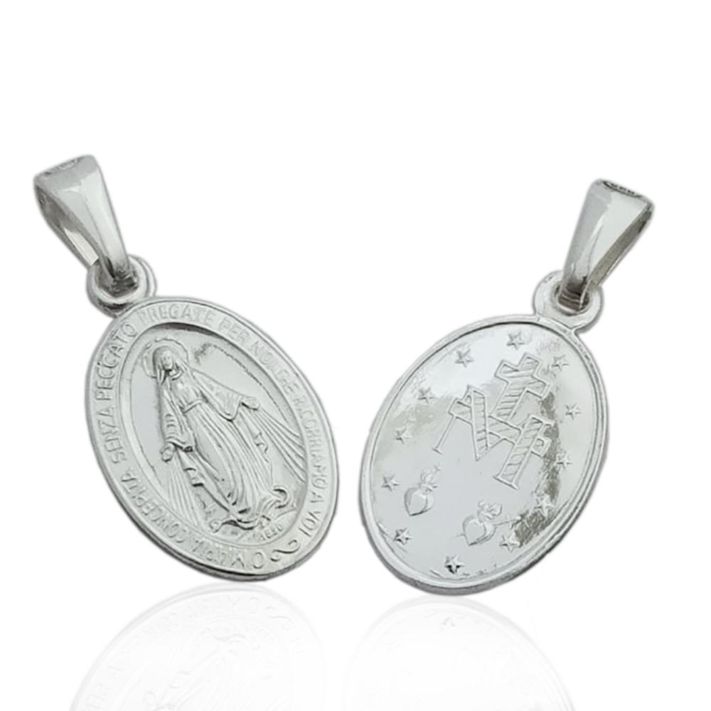 Ciondolo con biglierina madonna miracolosa mm 22x13 in argento titolo 925