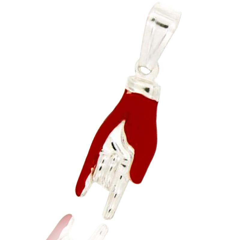 Ciondolo accoppiato mano corna mm 21x7 in argento 925 smaltato