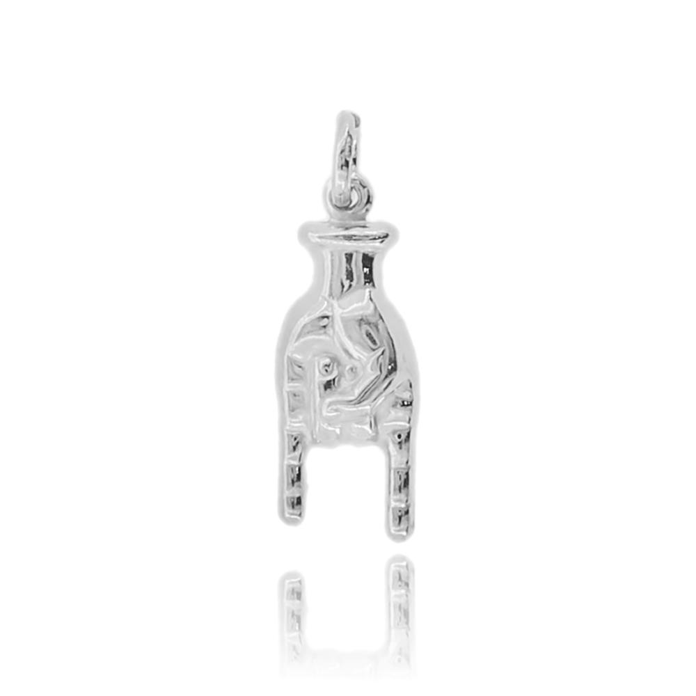 Ciondolo mano corna mm 23 in argento 925 rodiato