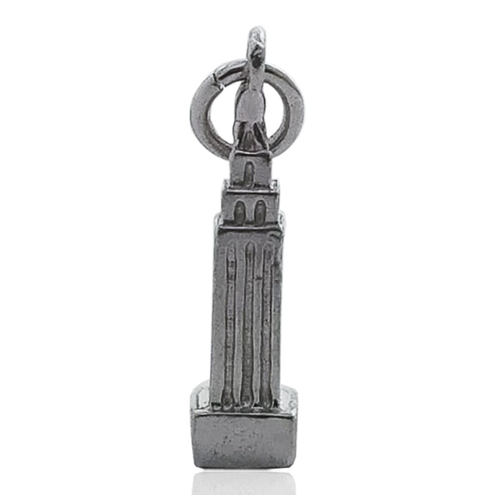 Ciondolo monumento mm 20x5 empire state building in argento microfuso rodiato titolo 925