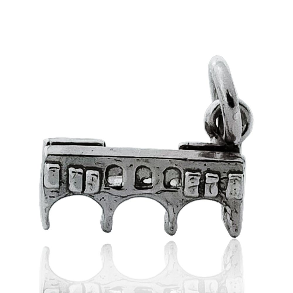 Ciondolo monumento mm 14x6 ponte vecchio in argento microfuso rodiato titolo 925