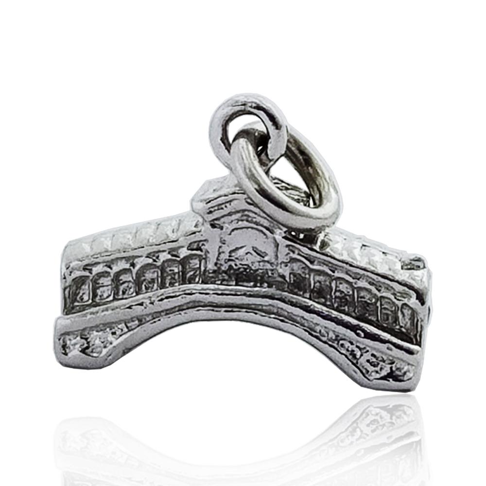 Ciondolo monumento mm 16x7 ponte di rialto in argento microfuso rodiato titolo 925
