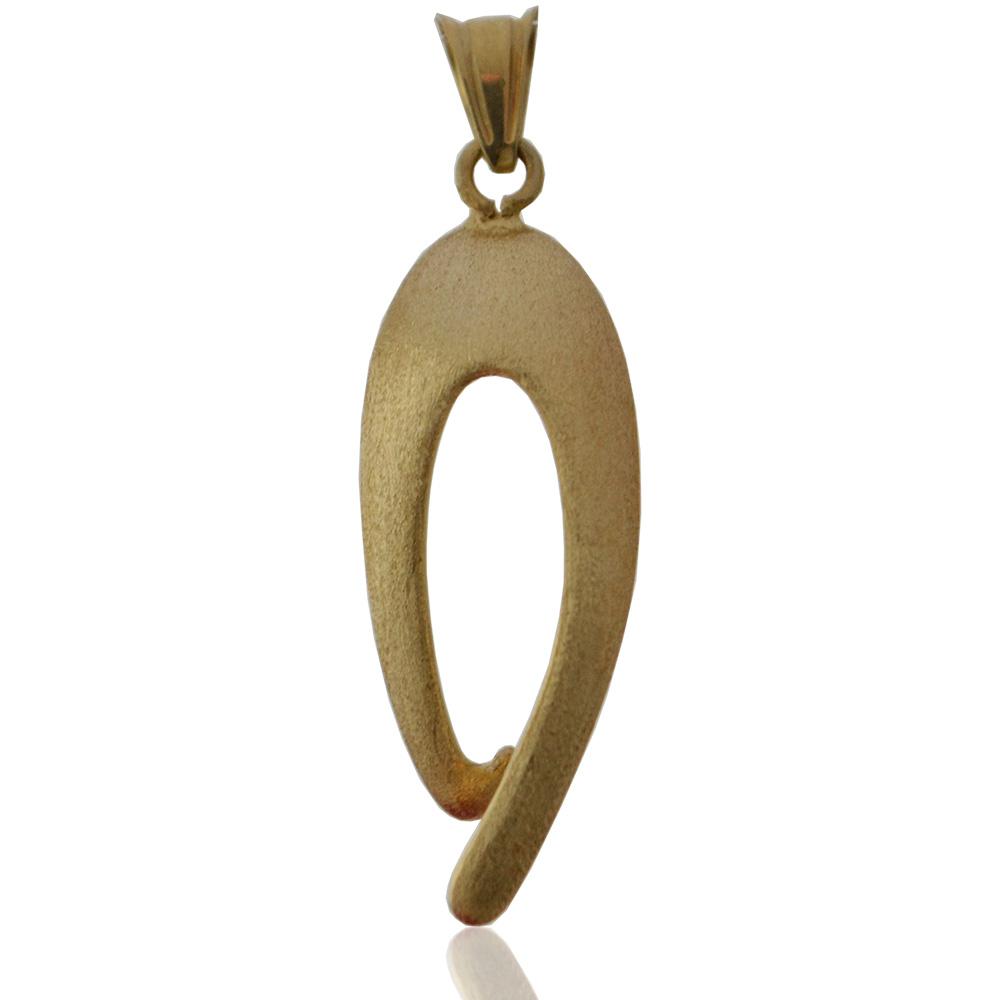 Ciondolo per donna ovale stilizzato in argento 925 satinato placcato oro giallo