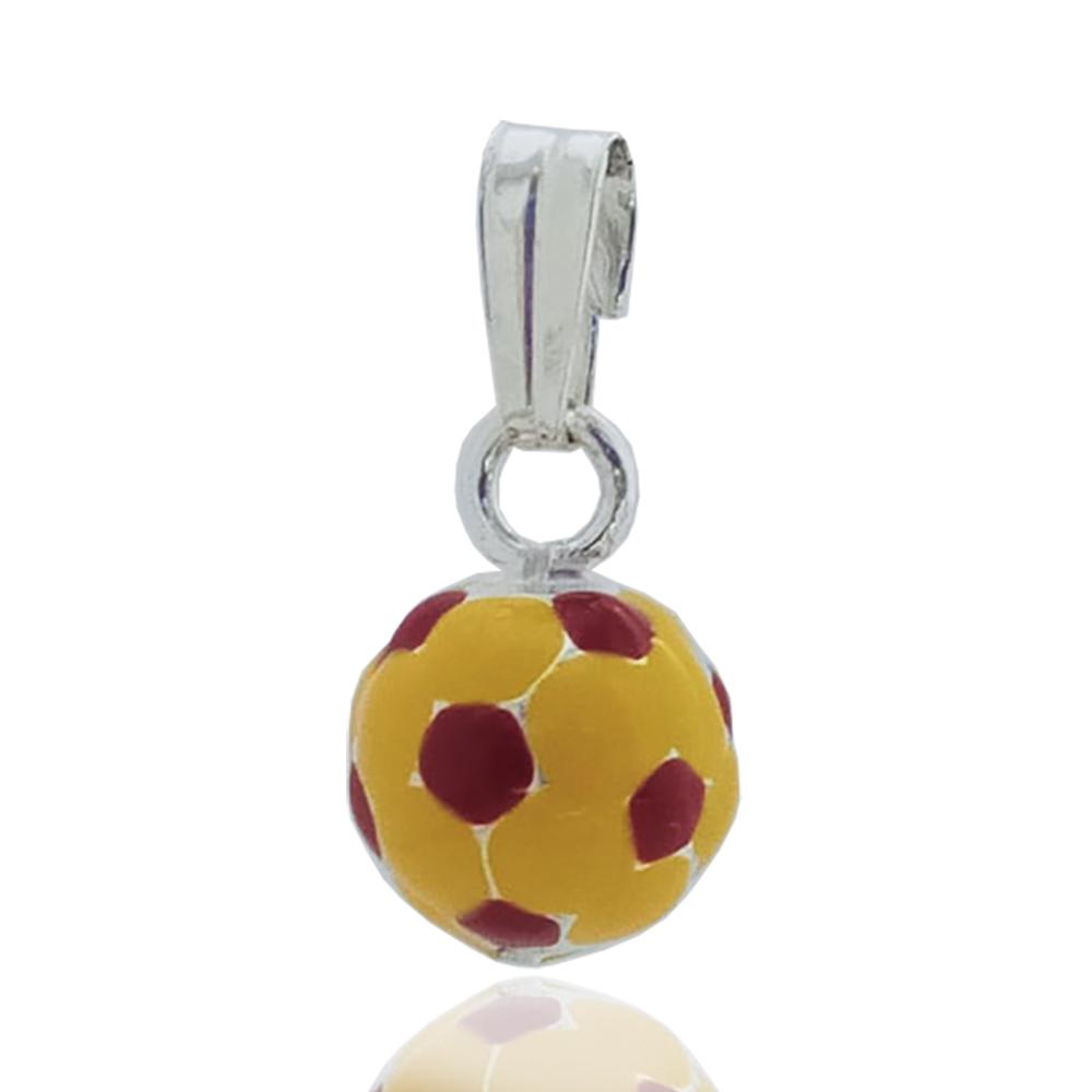 Ciondolo pallone giallo-rosso mm 10 in argento 925 smaltato a fuoco