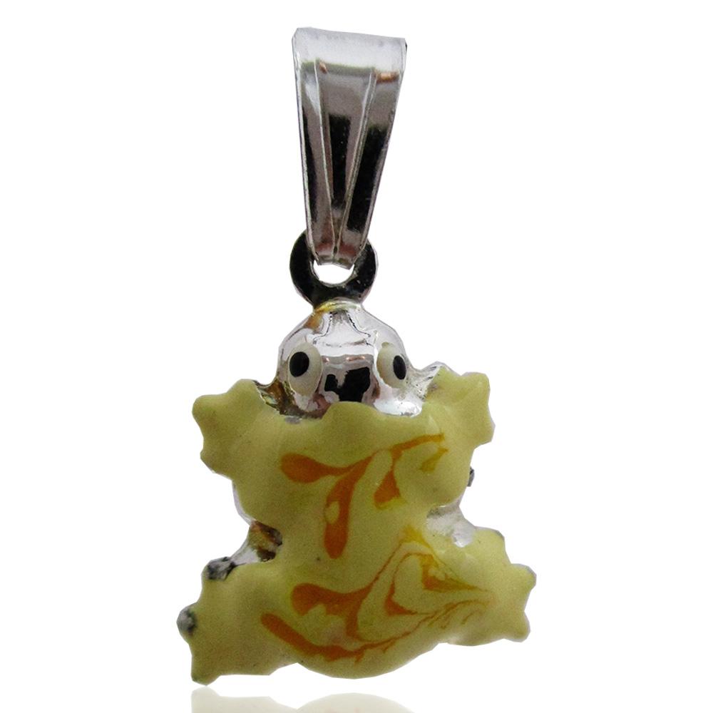 Ciondolo rana mm 17x14 in argento titolo 925 smaltato a fuoco giallo