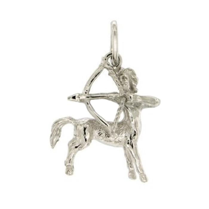 Ciondolo zodiaco sagittario mm 22x20 in argento microfuso rodiato titolo 925