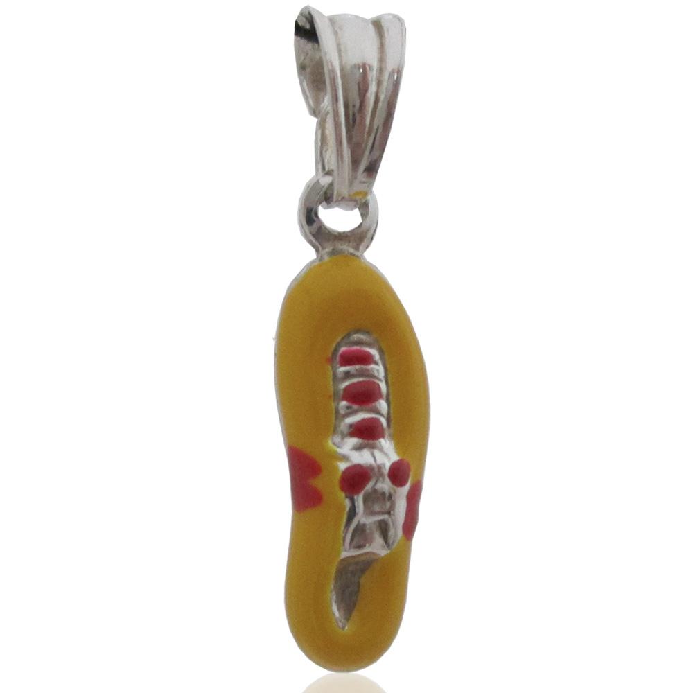 Ciondolo scarpa da calcio mm 19x6 in argento 925 smaltata a fuoco giallo-rosso