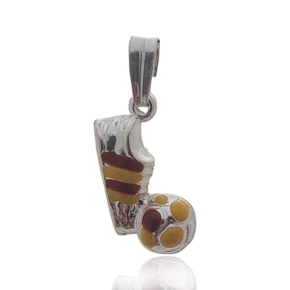 Ciondolo scarpetta con pallone mm 20x10 in argento 925 con smalto giallo-rosso