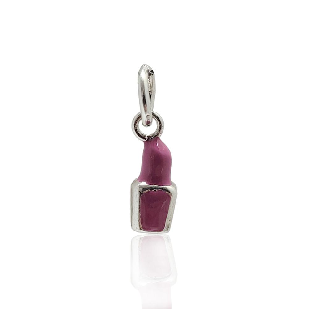 Ciondolo smalto per unghie lilla mm 17x6 in argento brunito 800 smaltato