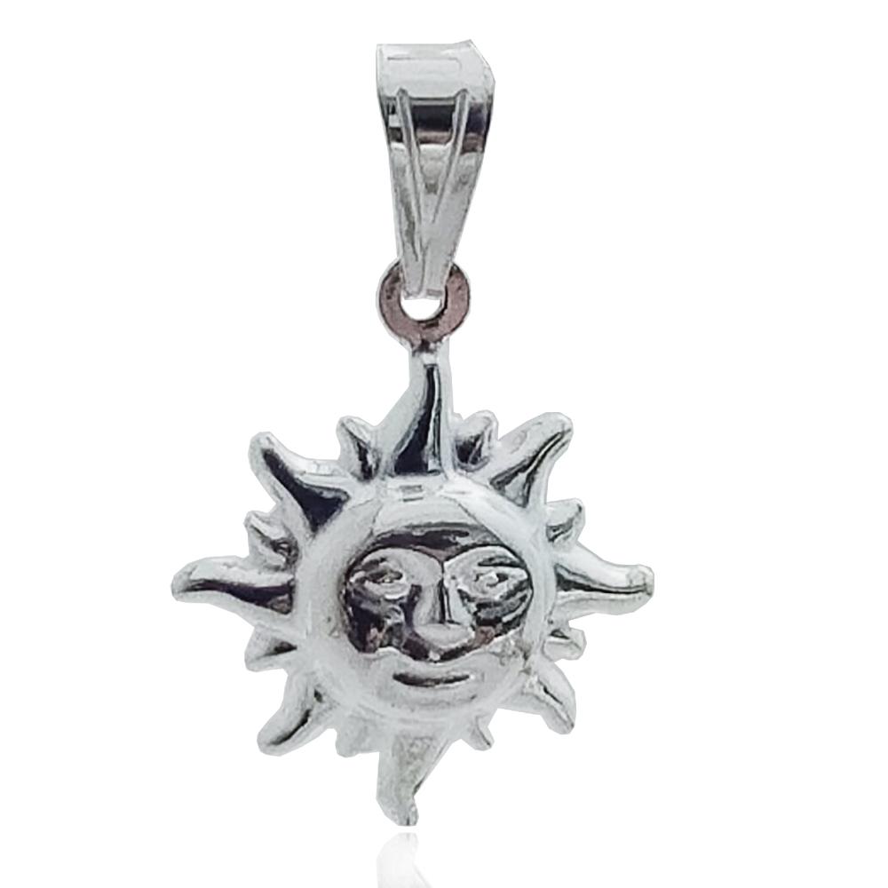 Ciondolo sole bombato mm 20 in argento titolo 925 rodiato