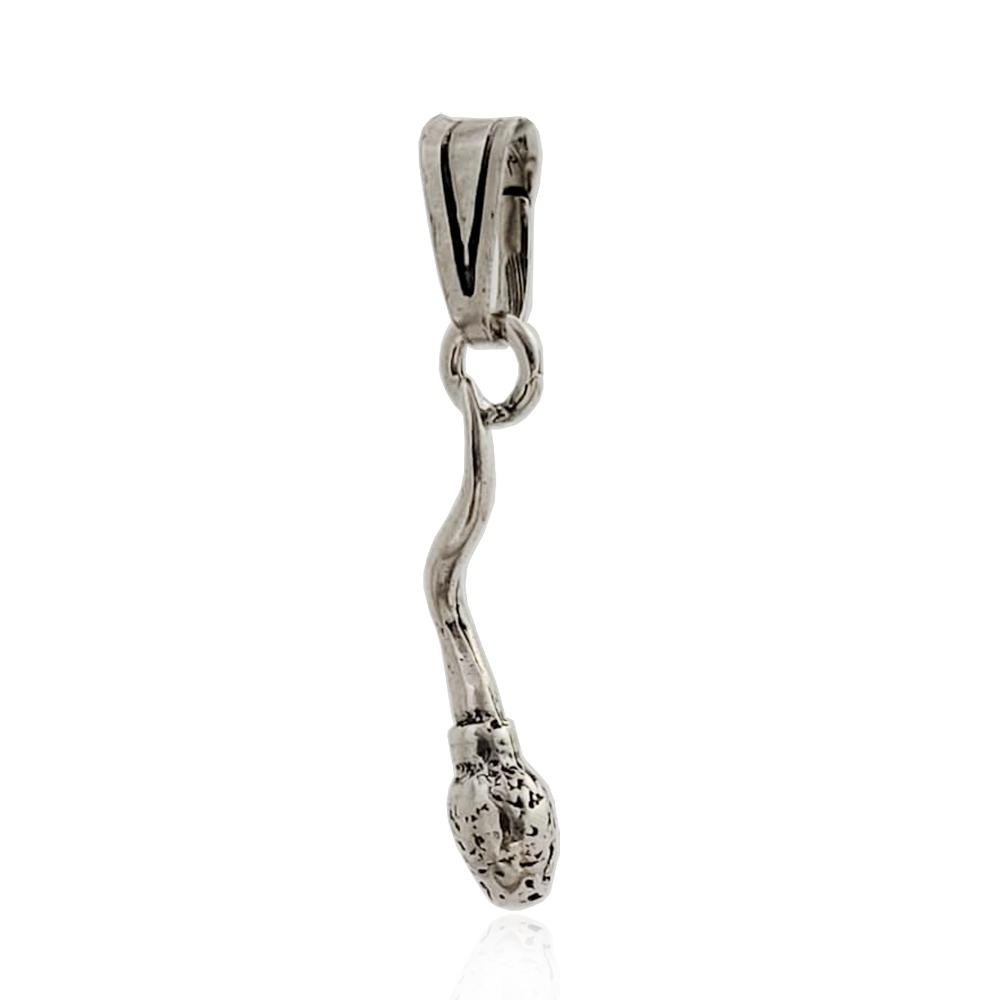 Ciondolo spermatozoo mm 26x5 in argento 800 microfuso brunito
