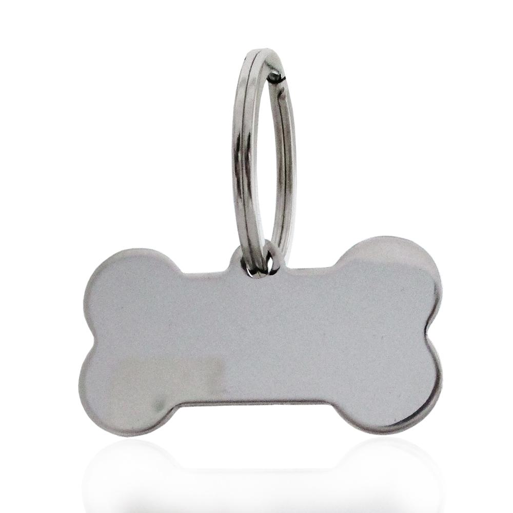 Targhetta ciondolo osso personalizzabile in acciaio lucido-satinato mm 40x20 con gancio brise