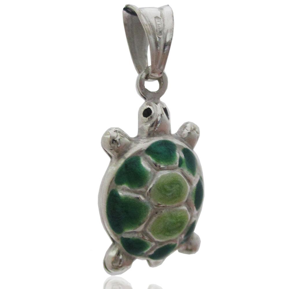 Ciondolo tartaruga mm 22x13 in argento 925 smaltato a fuoco