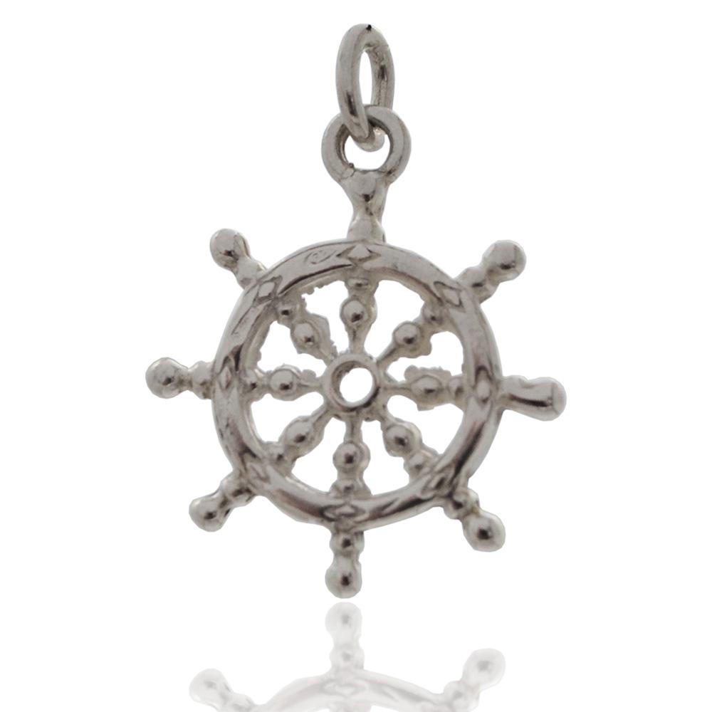 Ciondolo marinaro timone mm 28 in argento massiccio titolo 925