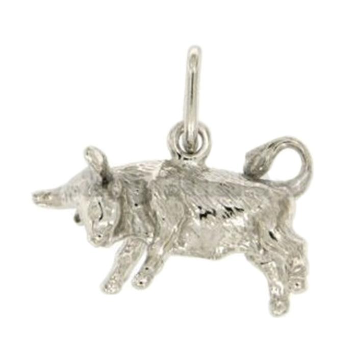 Ciondolo zodiaco toro mm 18x24 in argento microfuso rodiato titolo 925