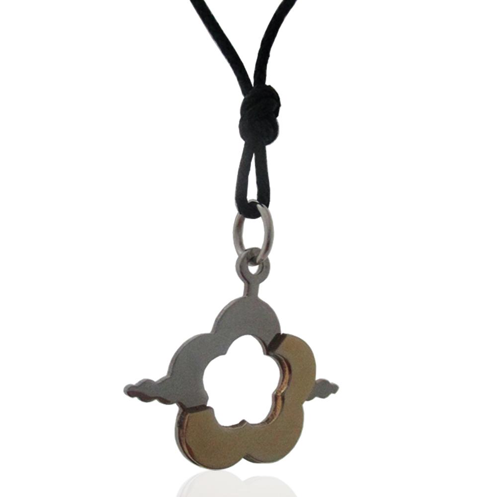 Ciondolo tribale fiore in acciaio anallergico dorato mm 21x24
