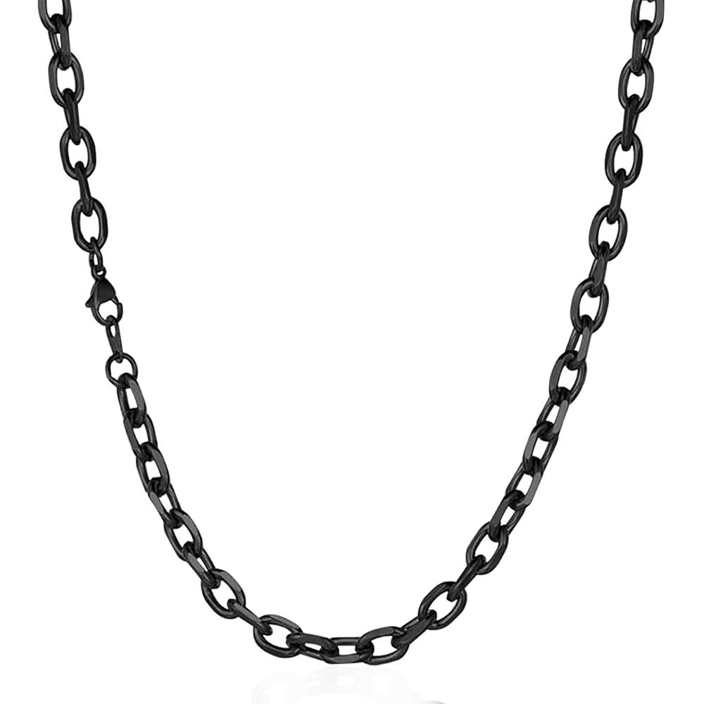 Collana a catena rolo' mm 3 in acciaio placcato rutenio cm 45