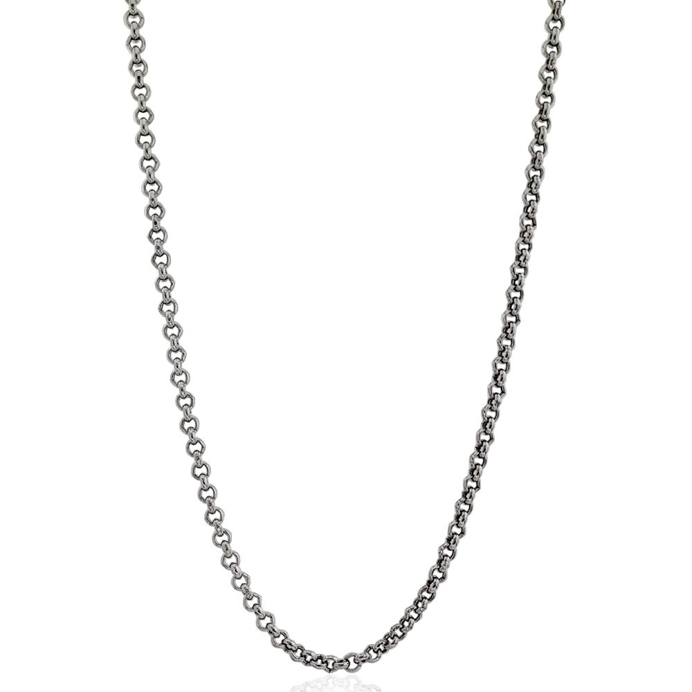 Collana a catena rolo' mm 4,4x1,5 in argento 925 rodiato cm 60