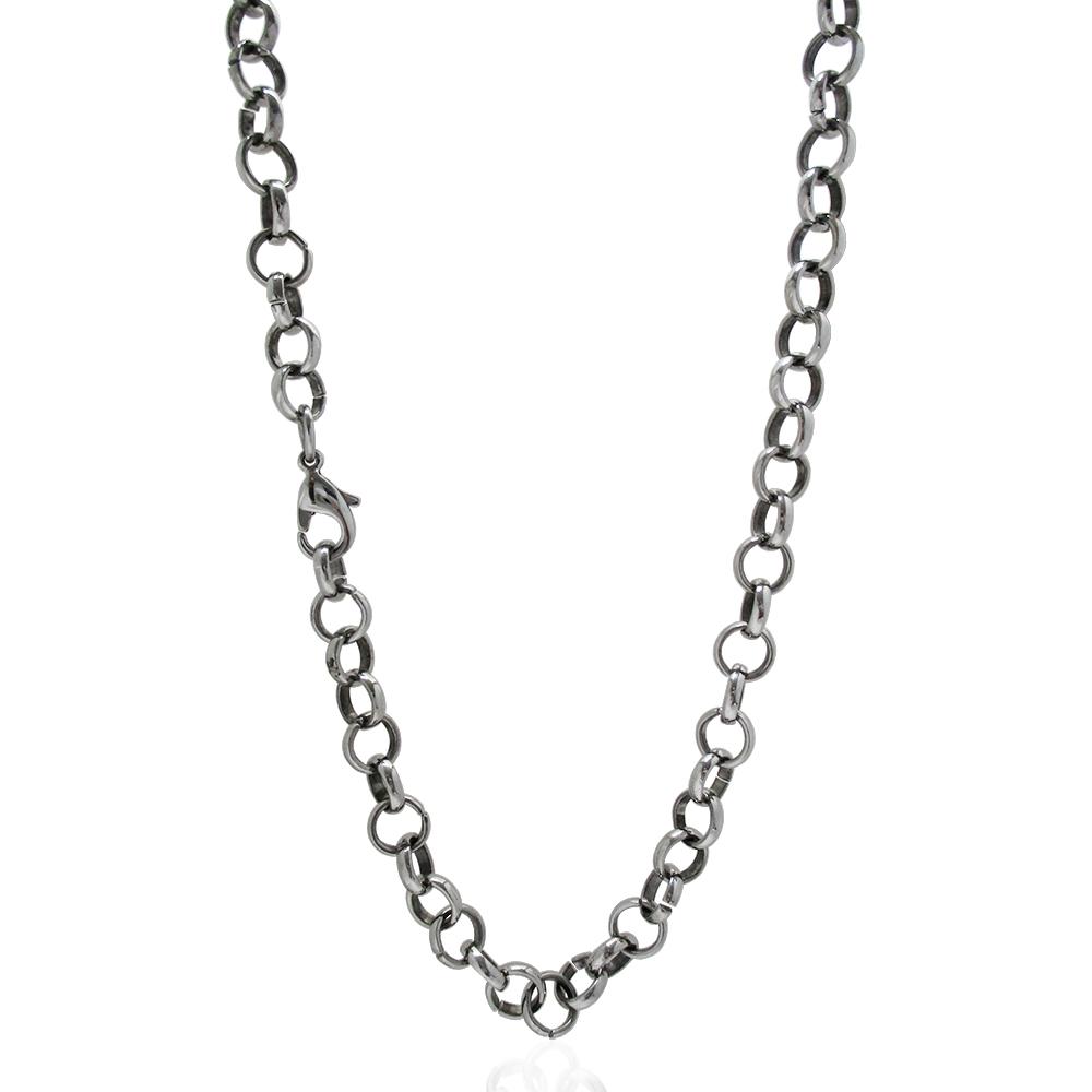 Collana a catena rolo' mm 8x2 in acciaio lucido anallergico cm 50