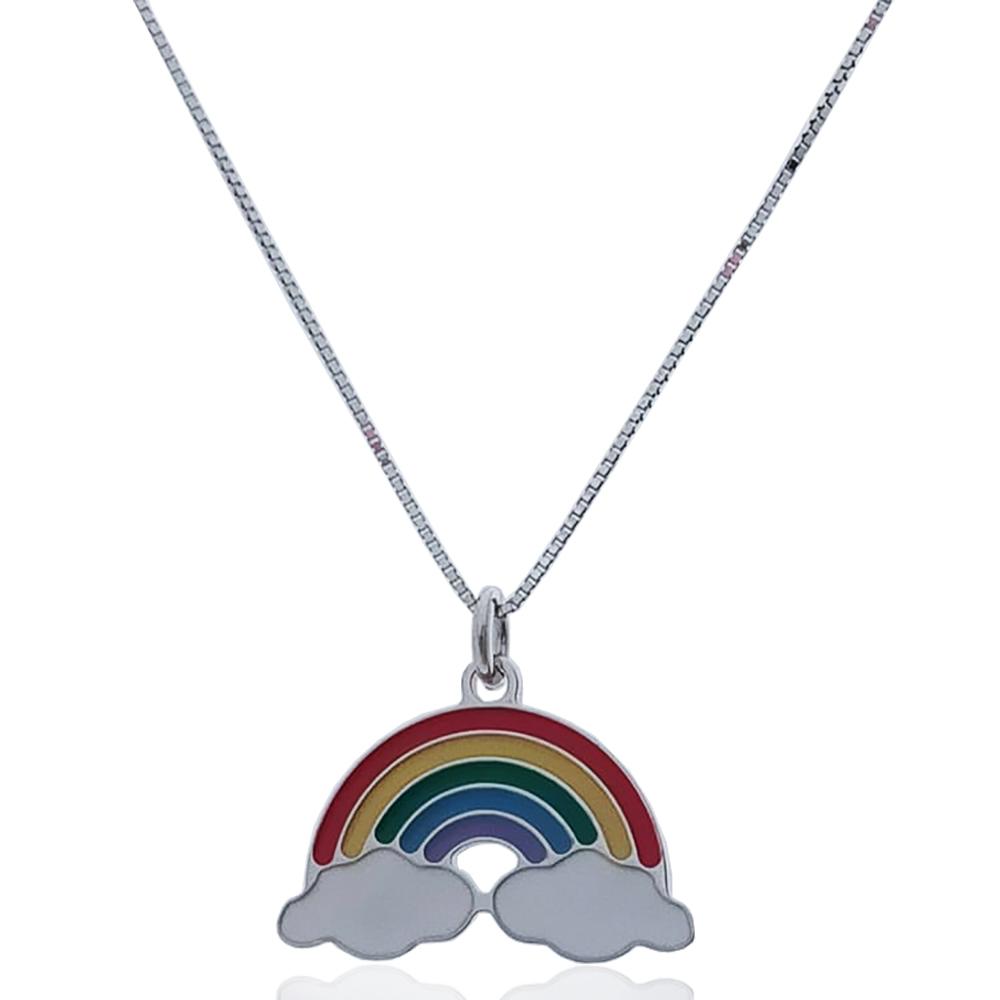 Collana arcobaleno in argento 925 rodiato con smalti a fuoco