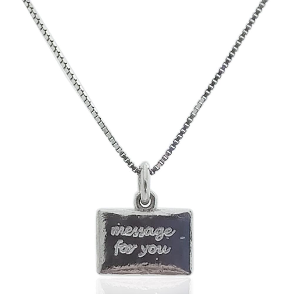 Collana bustina message for you in argento 925 rodiato