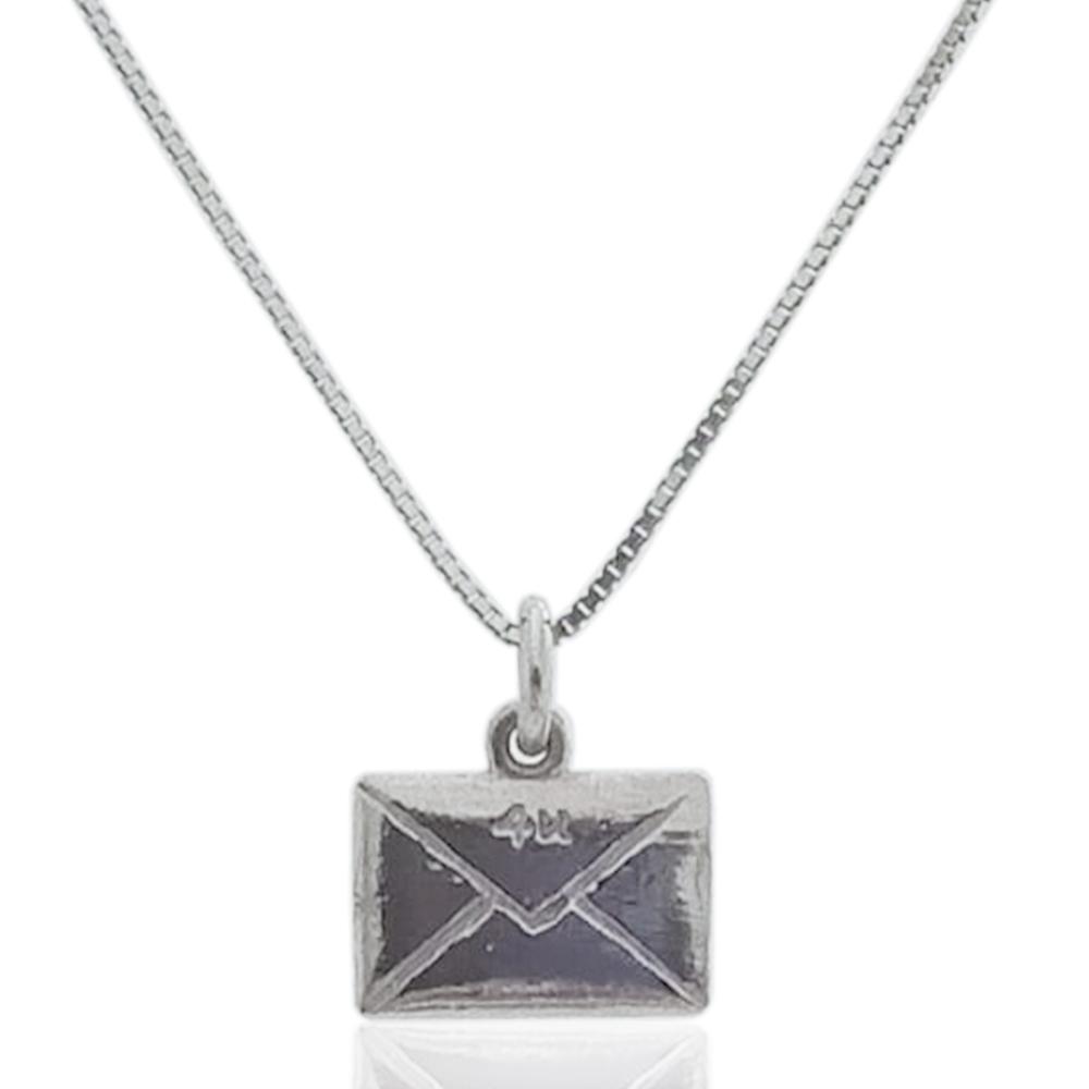 Collana bustina message for you in argento 925 rodiato