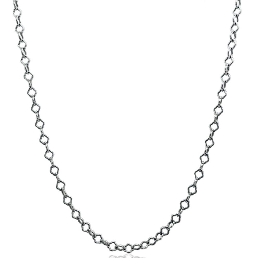 Collana catena cm 49 con maglia a rombo mm 6x5 in argento 925 rodiato