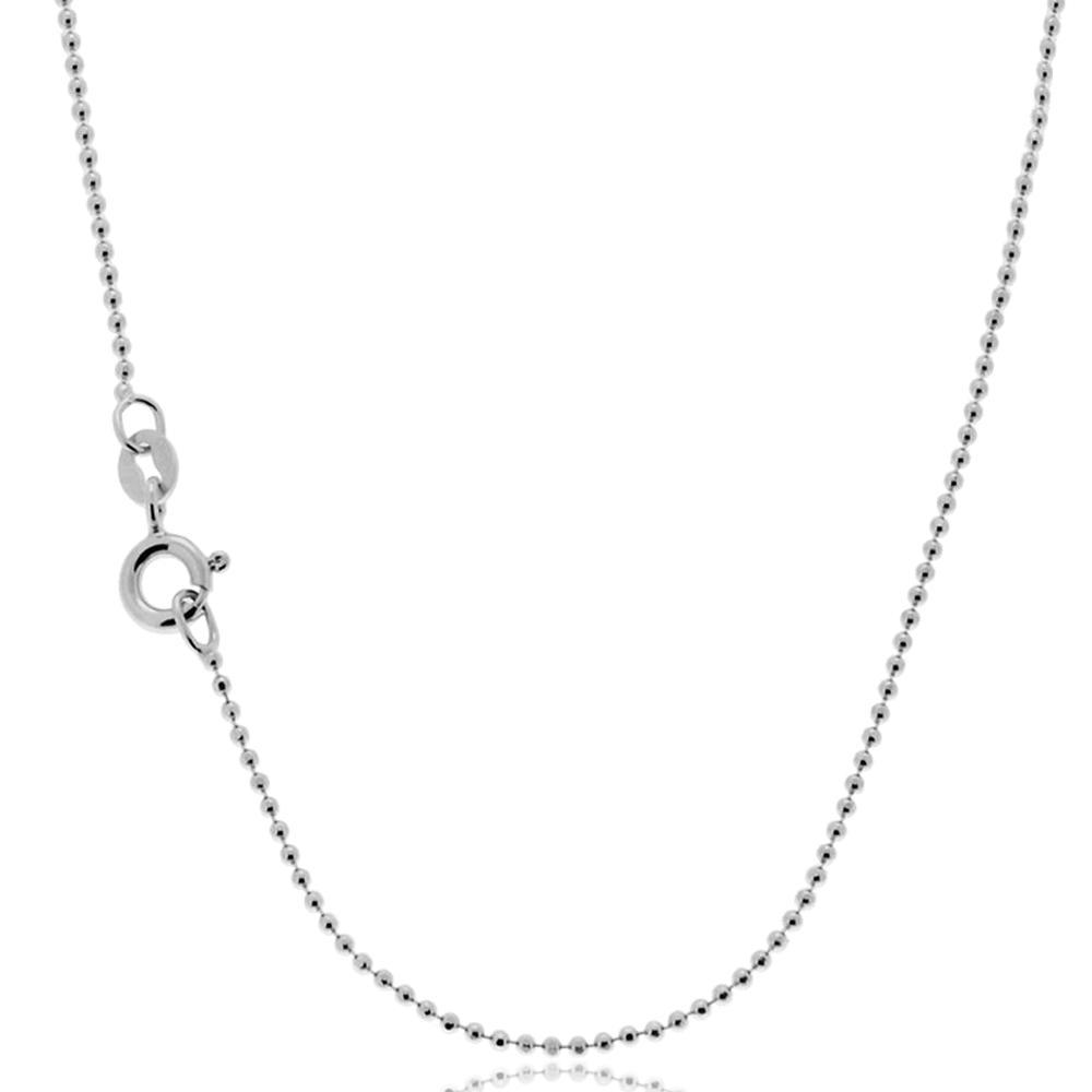 Collana catenina a pallina mm 1,2 in argento titolo 925 rodiato cm 70