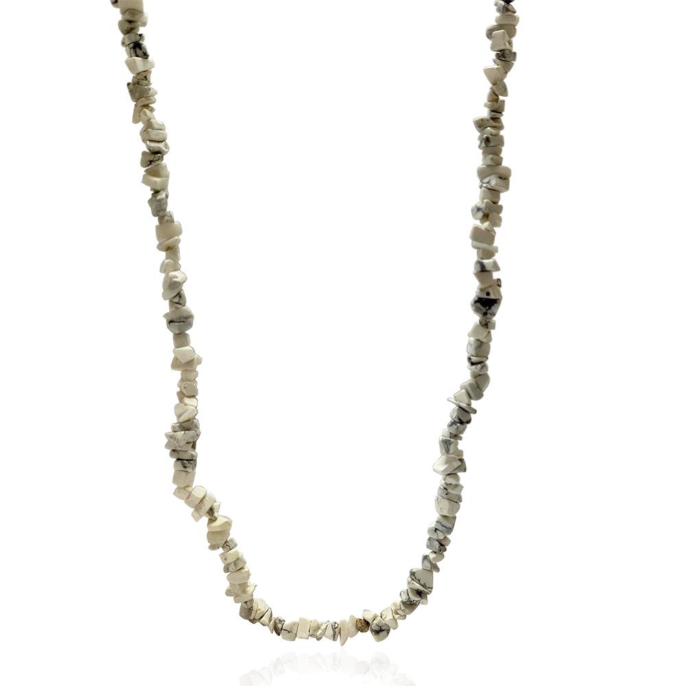 Collana cm 70 fatta a mano con pietre di magnesite e con chiusura in argento 925
