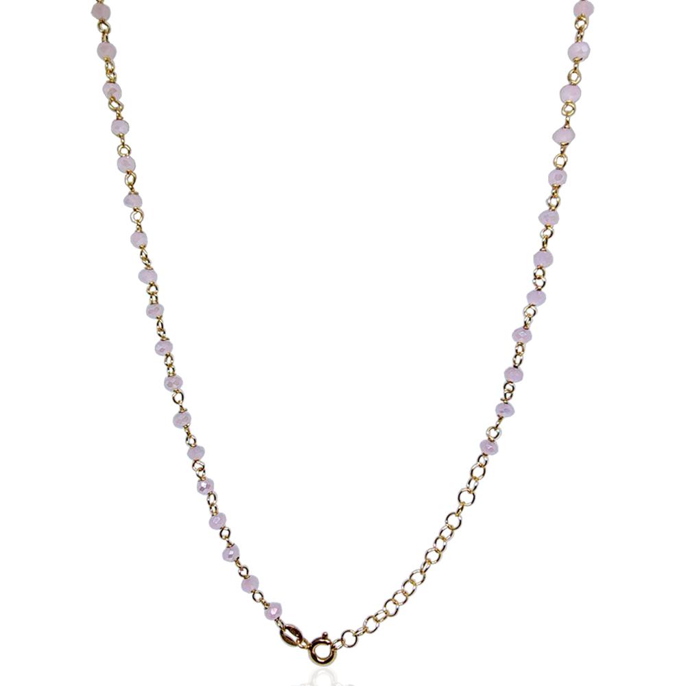 Collana cocker in argento 925 dorato cm-38-43 con rondelle swarovski light rose