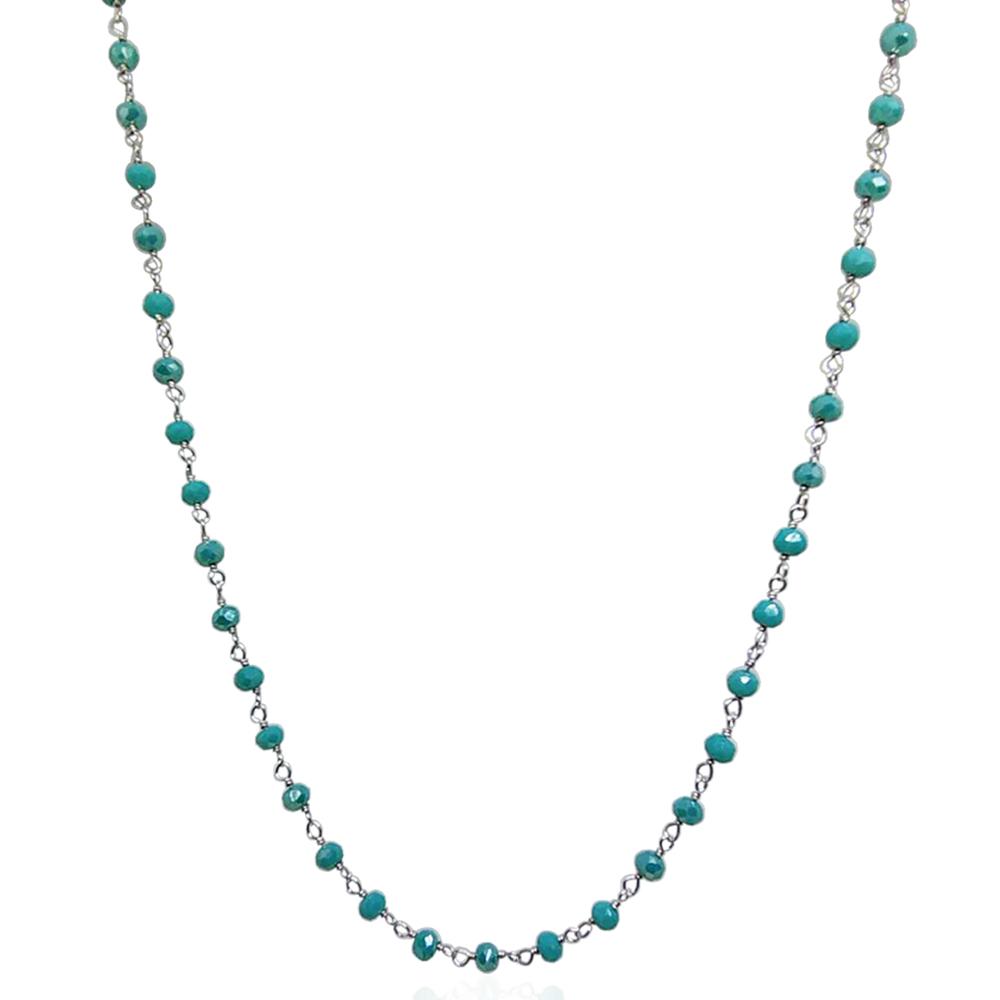 Collana cocker in argento 925 dorato cm-38-43 con rondelle swarovski aquamarine