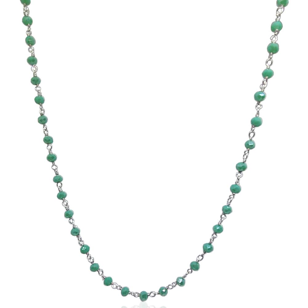 Collana cocker in argento 925 rodiato cm-38-43 con rondelle swarovski turquoise