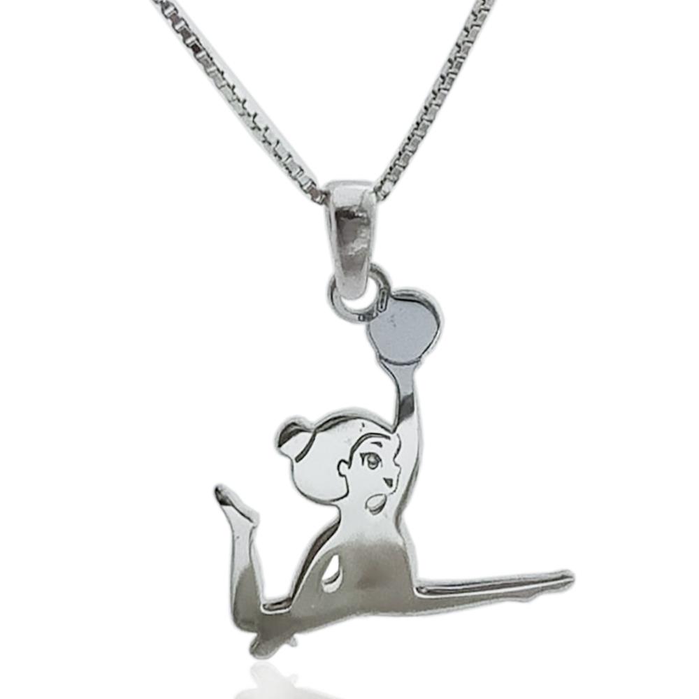 Collana a maglia veneziana con ciondolo ballerina in argento 925 rodiato