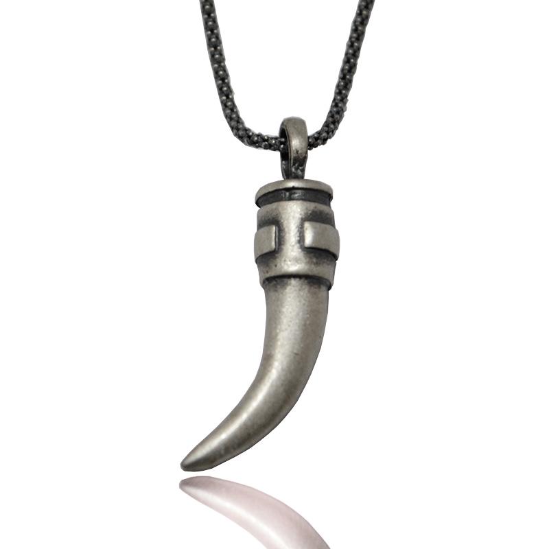 Collana popcorn cm 49 con ciondolo corno in argento 925 brunito satinato