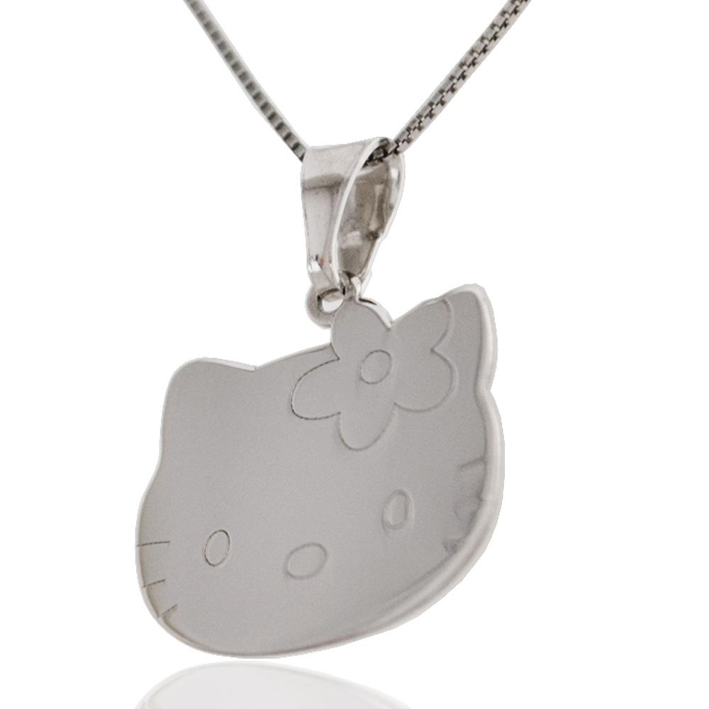 Collana con ciondolo hello kitty in argento 925 rodiato -personalizzabile-