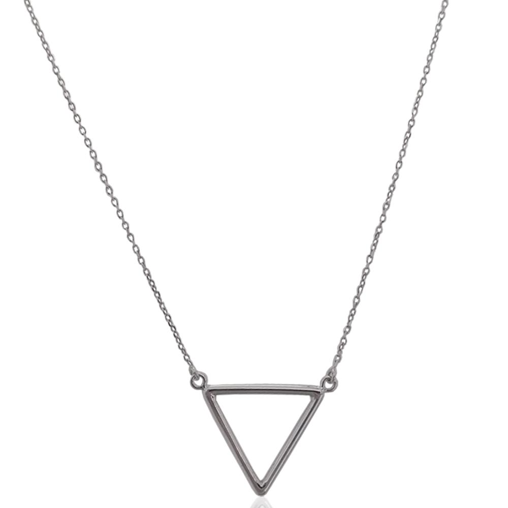Collana forzatina cm 41/44 in argento 925 rodiato con triangolo rovesciato (shakti) centrale