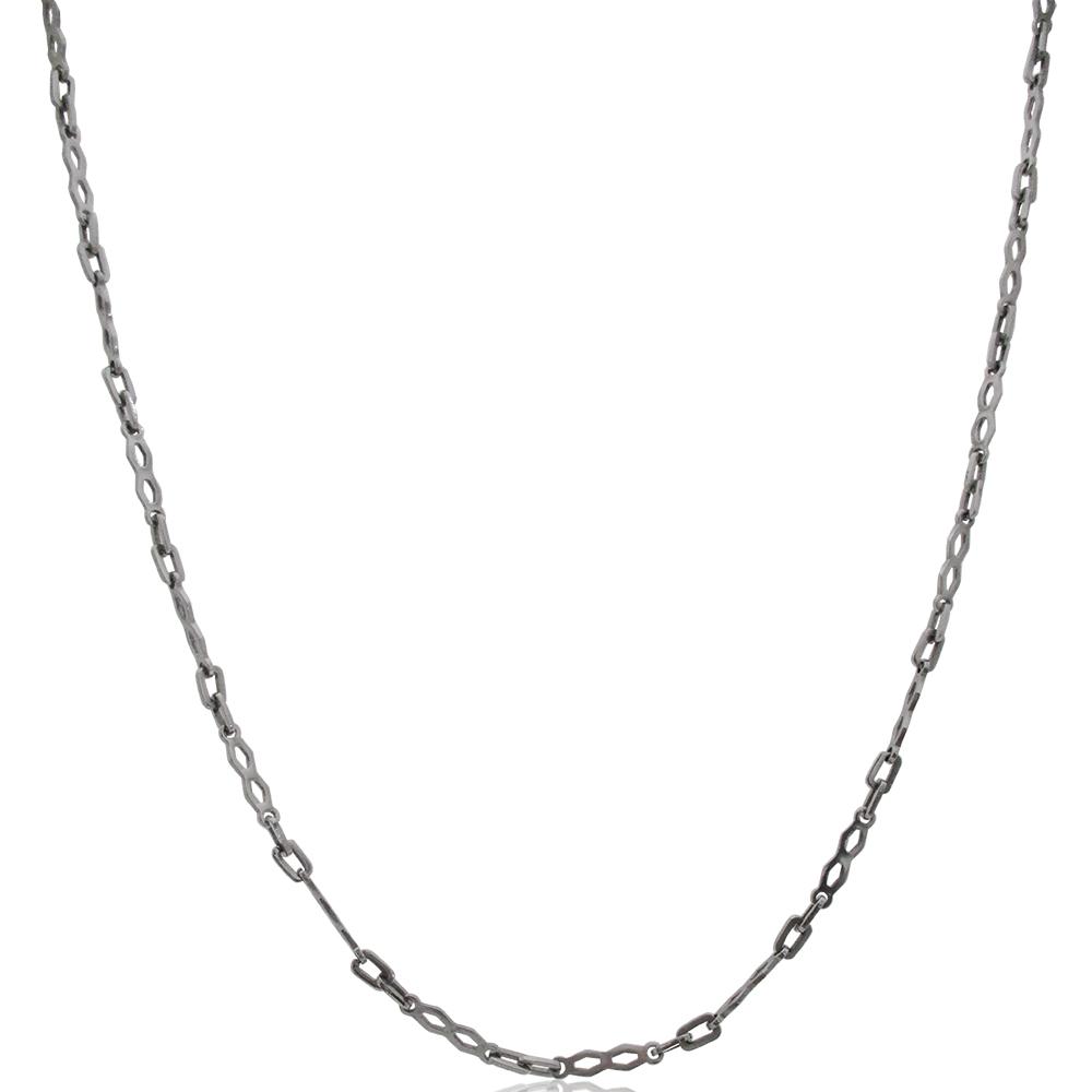 Collana girocollo unisex cm 50 in acciaio con doppio esagono e doppio rettangolo alternati mm 3,5