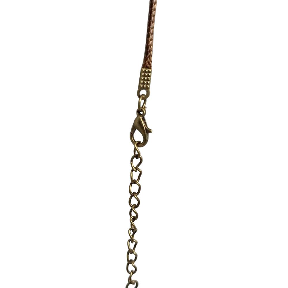 Collana gladiatore romano mm 42x27 in pelle cerata marrone e lega di bronzo