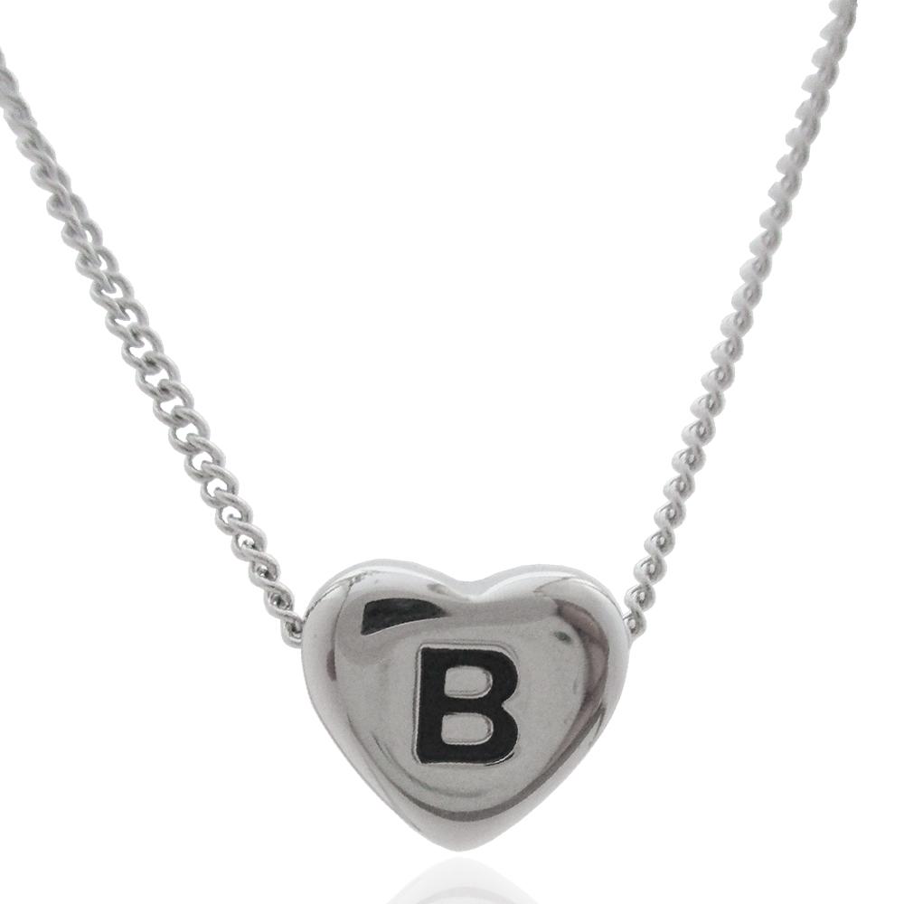 Collana grumettina cm 40-45 in acciaio con cuore centrale mm 11x12 con iniziale incisa