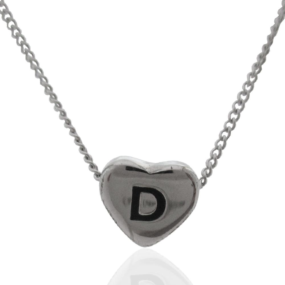 Collana grumettina cm 40-45 in acciaio con cuore centrale mm 11x12 con iniziale incisa