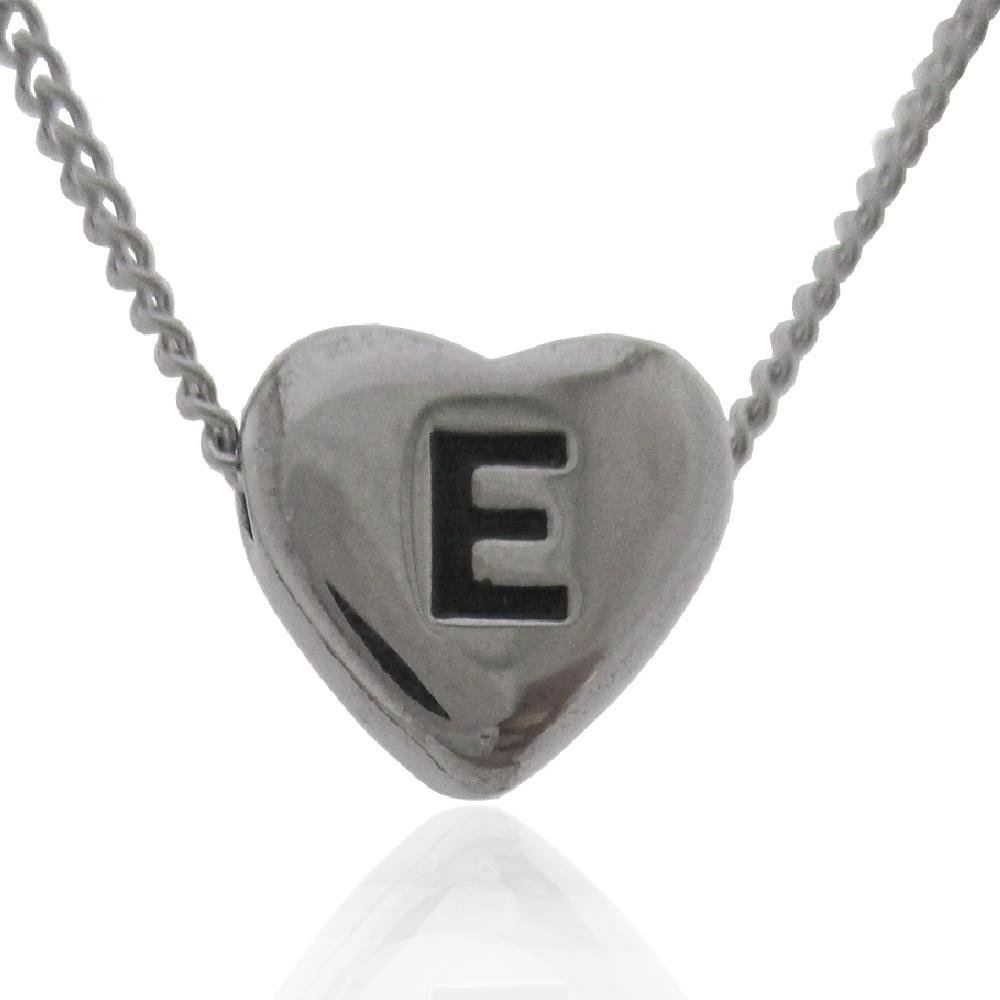 Collana grumettina cm 40-45 in acciaio con cuore centrale mm 11x12 con iniziale incisa