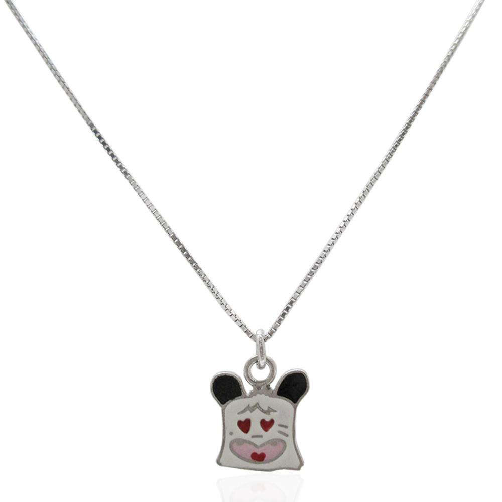 Collana veneta con ciondolo hello spank mm 12x11 in argento 925 rodiato smaltato a fuoco