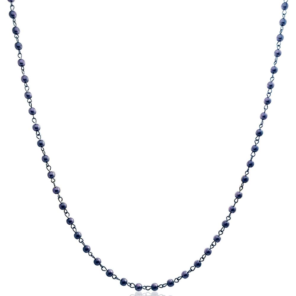 Collana donna in acciaio cm 50 con perle lavanda mm 4