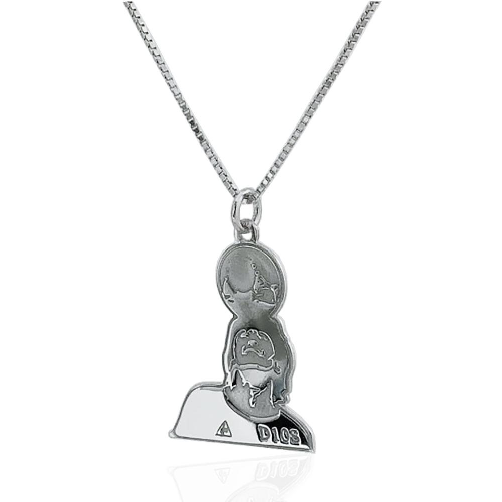 Collana maradona con pallone scritta d10s in argento 925 rodiato con catena veneziana cm 50 e ciondolo mm 24x19
